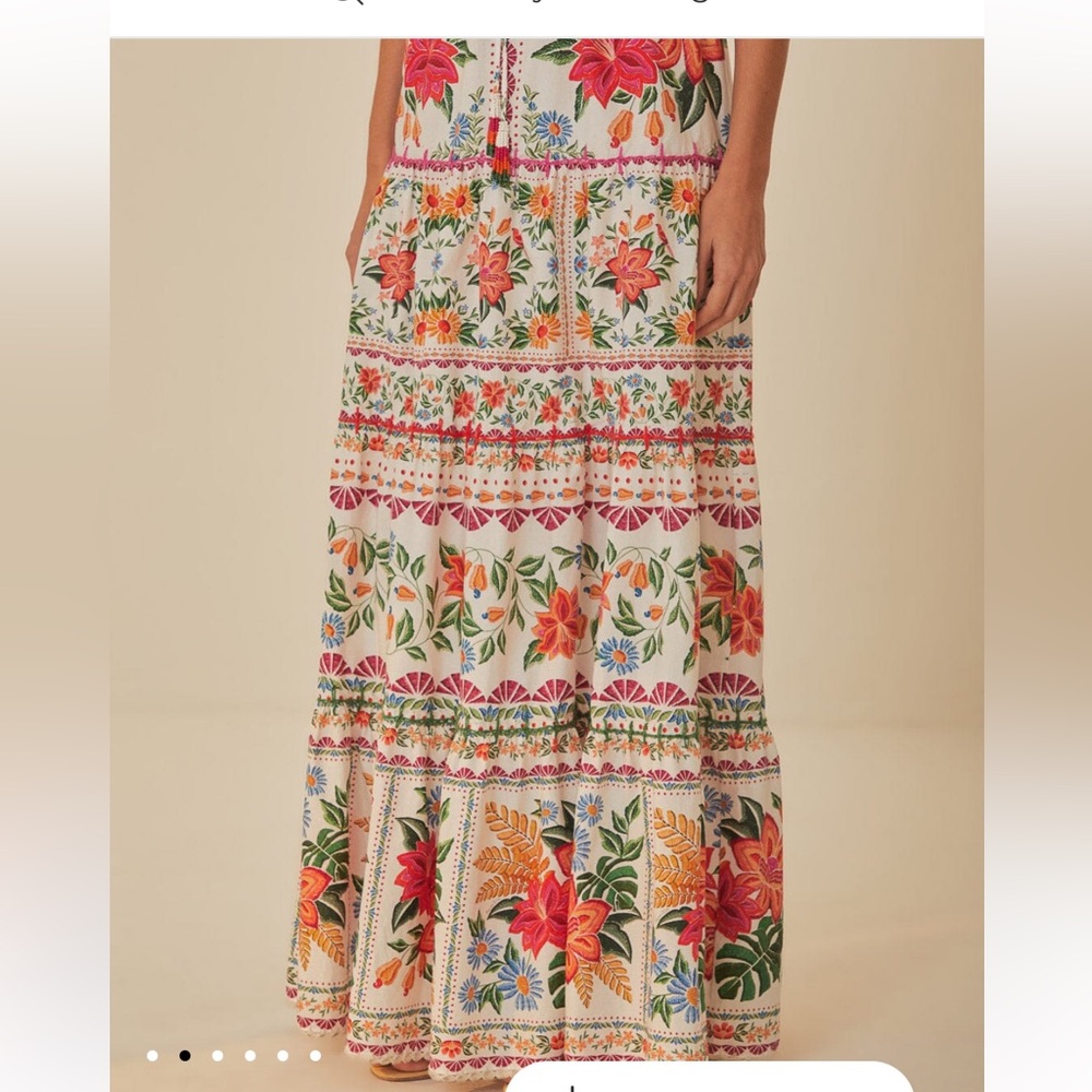 Farm Rio Off-White Bloom Garden Maxi Skirt